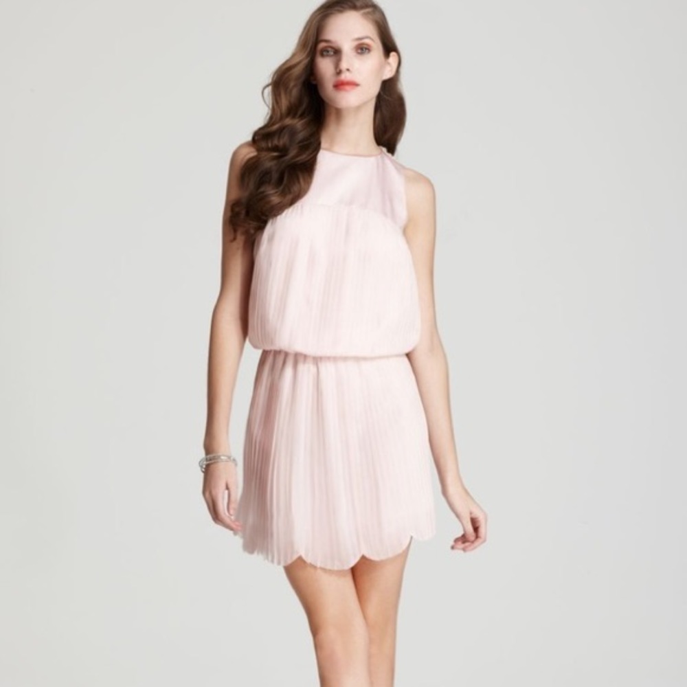 Ali Ro Pink Pleated Blouson Dress